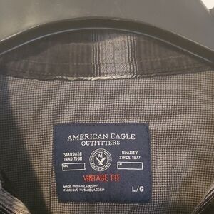 American Eagle Outfitters Black and Gray Checkered Shirt